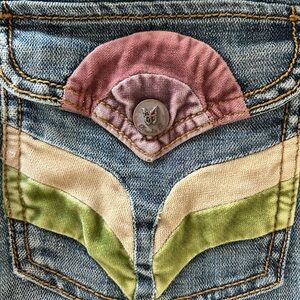 Frankie B Vintage Y2k velvet rainbow jeans (Size 4)